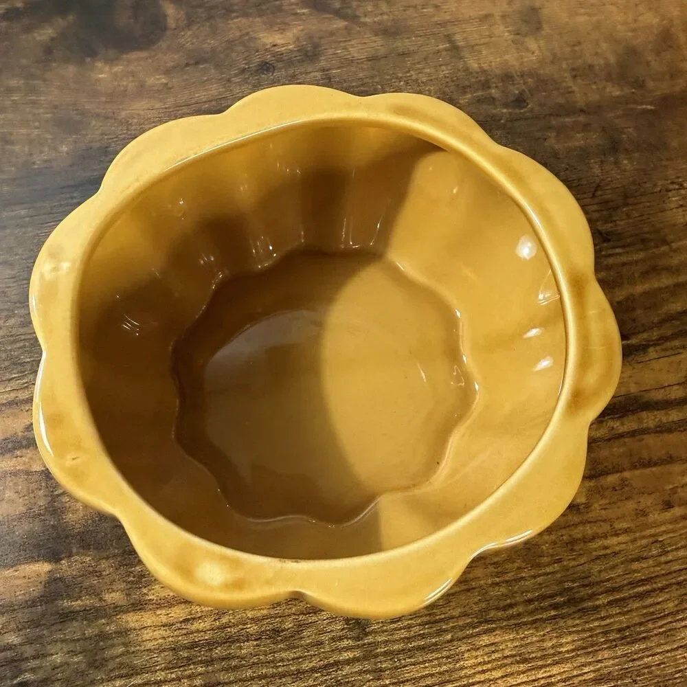 Pier 1 Orange Harvest Gold Pumpkin Cookie Jar Canister with Lid 5 1/2